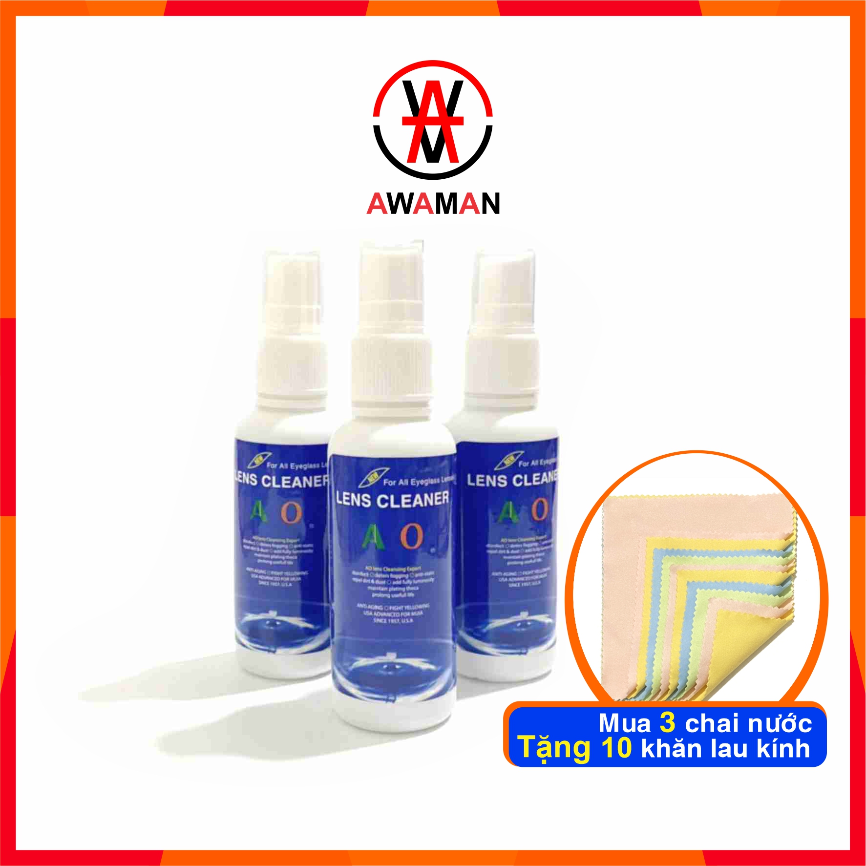 Nước rửa mắt kính dạng xịt chuyên dụng lens cleaner ao