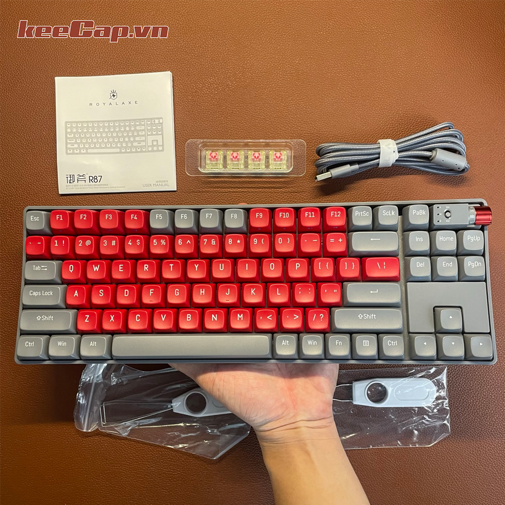 [KEECAP] Royal AXA r87 dark night Red Rose (3 mode - 87 keys-hotswap)