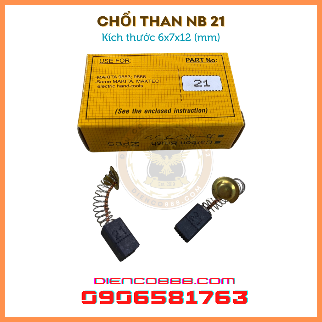 1 pair Carbon Brush 21 NB 6 x 7 x 12 mm (Original)