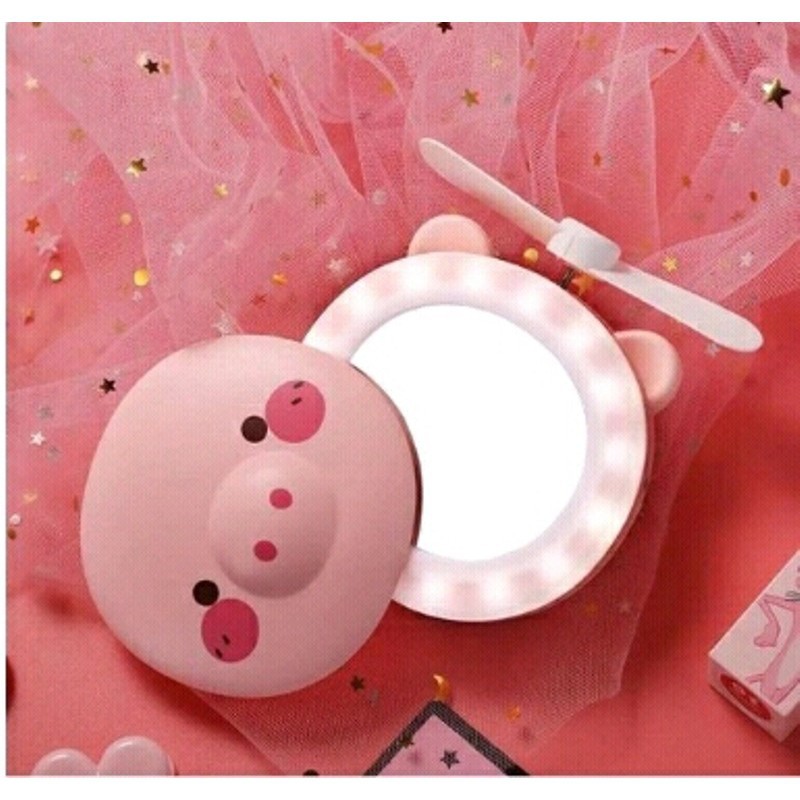 Quạt Kèm Gương Có Led hình heo