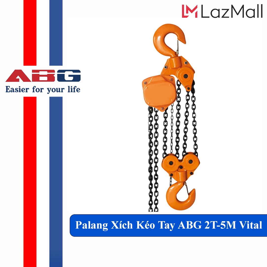 Palang xích kéo tay abg 2t-5m - pa lăng dùng xích loại 2 tấn, xích ba lăng dài 5 mét kéo tay