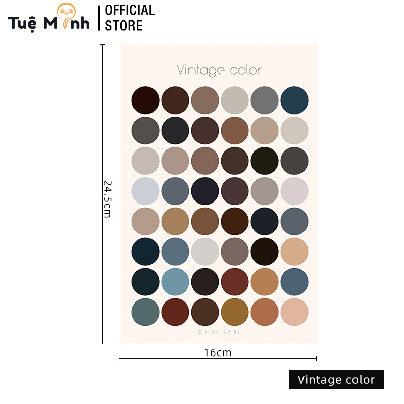 Set 48 Sticker Hình Tròn Dán Trang Trí, Nhãn Dán Dot Dán Bullet Journal, Điện Thoại- VPP Tuệ Minh