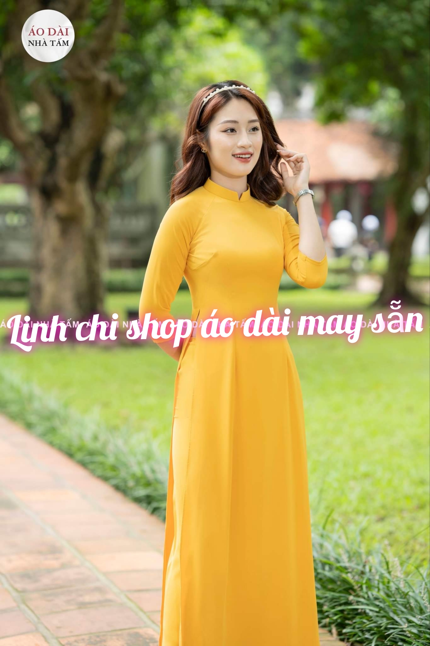 áo dài may sẵn trơn lụa kèm quần