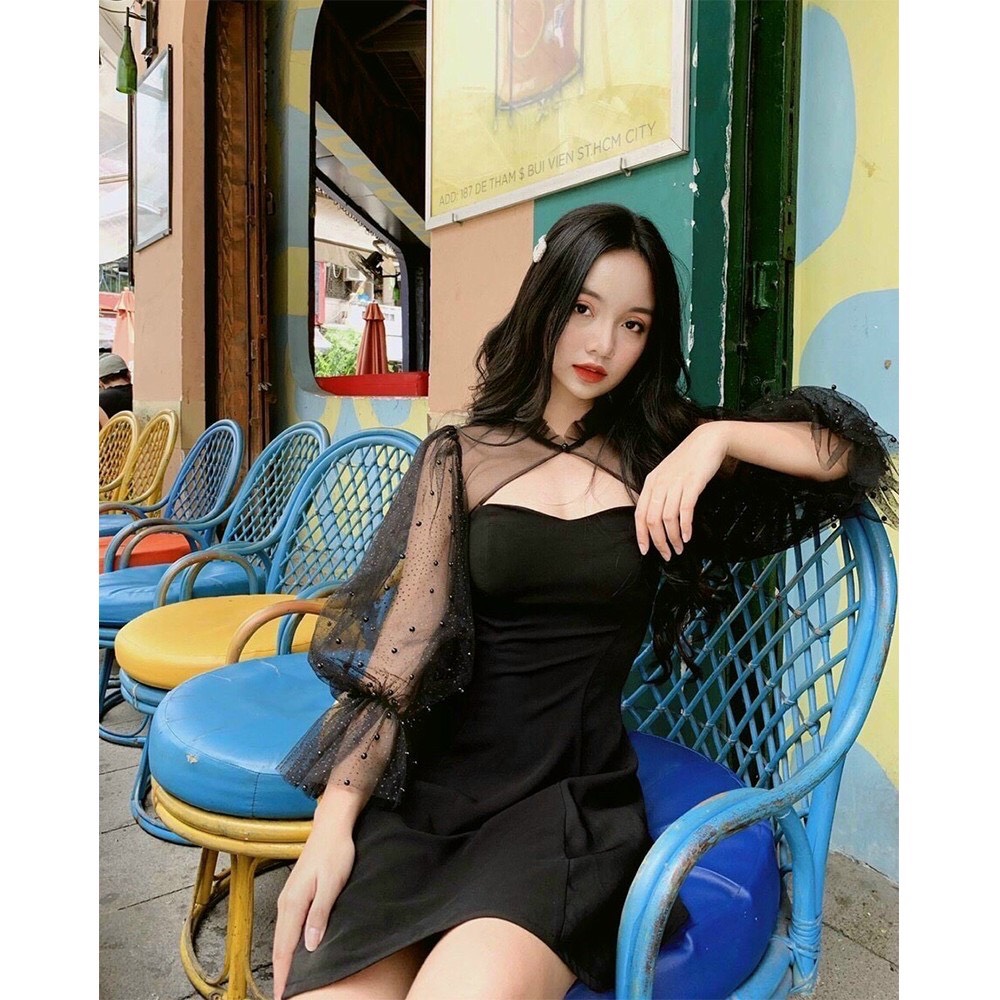 [HCM]Đầm xòe phối tay lưới nhẹ nhàng