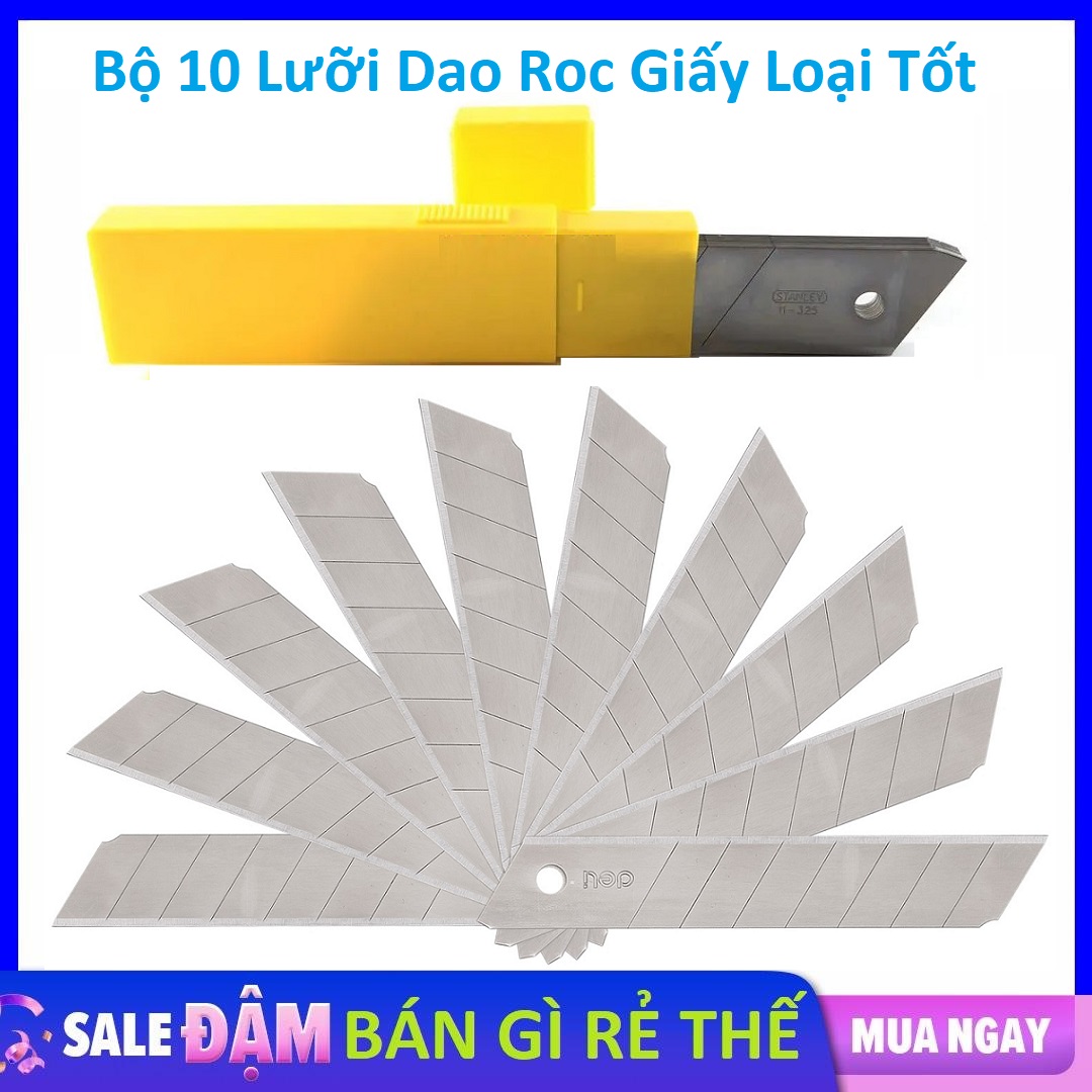 Hộp 10 chiếc Lưỡi dao rọc giấy/ dao cắt giấy sắc bén loại dày đẹp / Lưỡi Dao thay Thế / Lưỡi Dao Đa Năng Loại Tốt