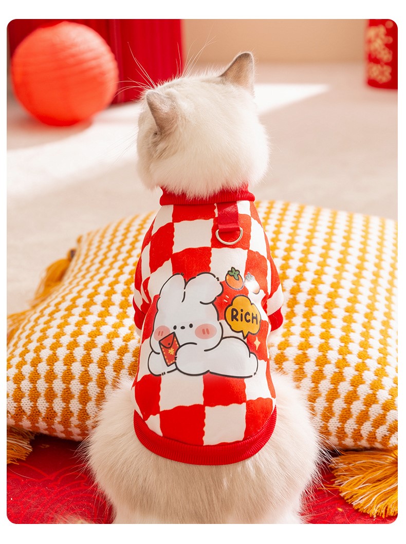 áo nỉ - áo ấm - áo thu đông hình rabbit rich và panda đội nón lân dành cho chó mèo - T3 PETS SHOP