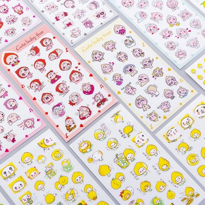 Bộ 6 tấm sticker Heo hồng, trái đào