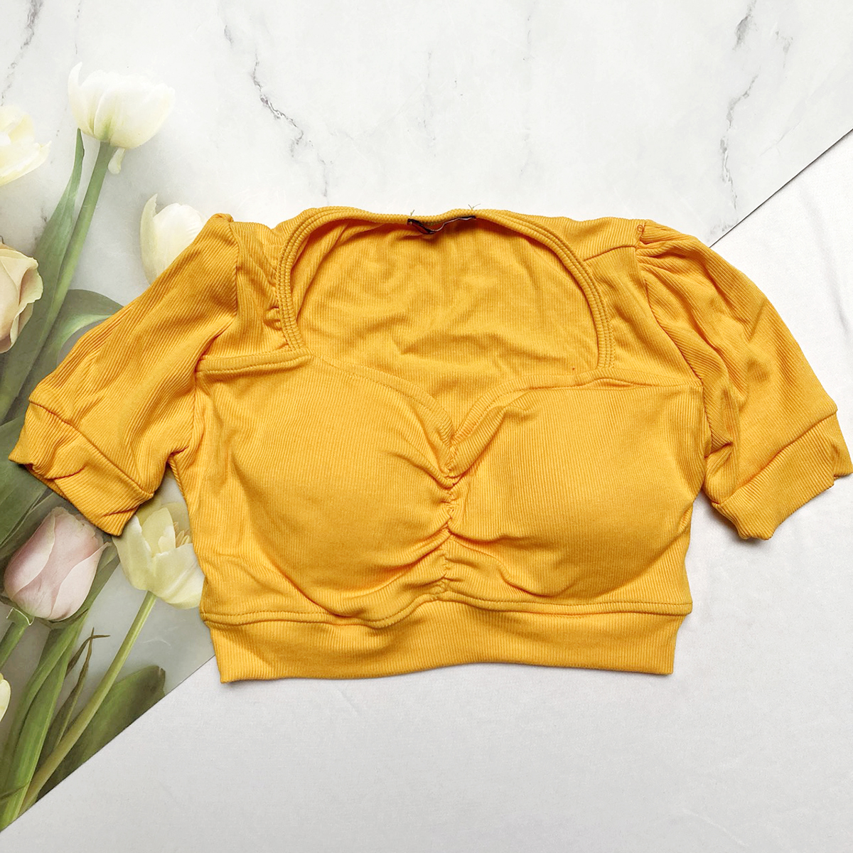 Áo thun nữ tay ngắn 40kg đến 48kg thun borip có mút bên trong dáng croptop MA06