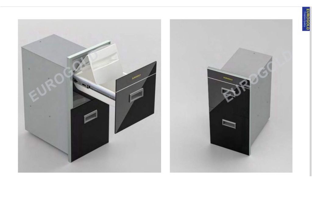 Thùng đựng gạo tủ bếp Thùng đựng gạo mặt gương 2 ngăn có ray trượt tải khỏe 20kg Eurogold, thùng đựng gạo, dụng cụ nhà bếp