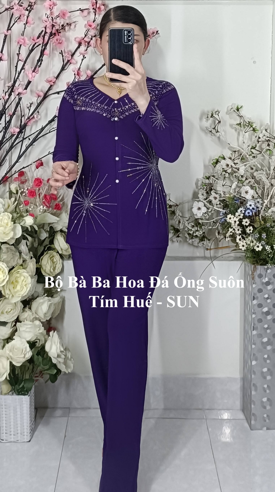 Bộ Bà Ba Hoa Đá Ống Đứng