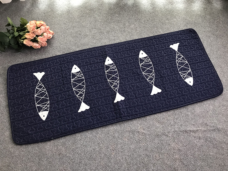 Thảm set 3 - Cá 7 con - Viền xanh đen