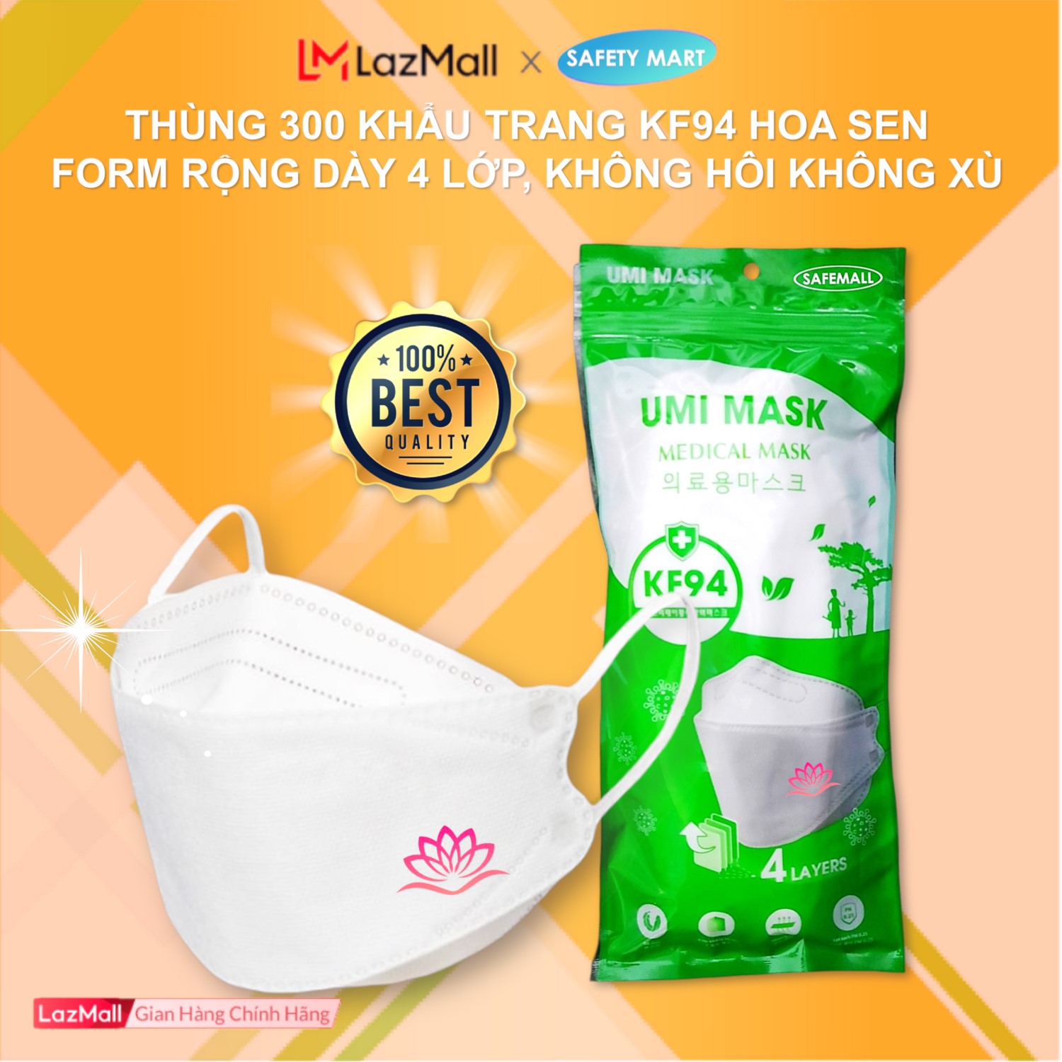 Tank 300 PCs medical masks flower lotus, masks KF94 safemall Umi mask 4 layer, masks flower premium Lotus, masks the Lotus, resistant fine dust up to 95%, standard ISO-genuine goods safety Mart official