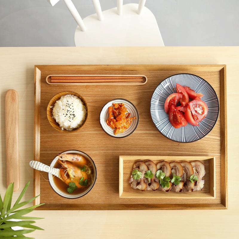 Phong Cách Nhật Bản Khay Đựng Khay Ăn Đĩa Sushi Trái Cây, Đồ Ăn Nhẹ, Đĩa Đĩa Gỗ Tần Bì Hình Chữ Nhật Khay Trà Bánh Mì Bữa Sáng Khay Ăn