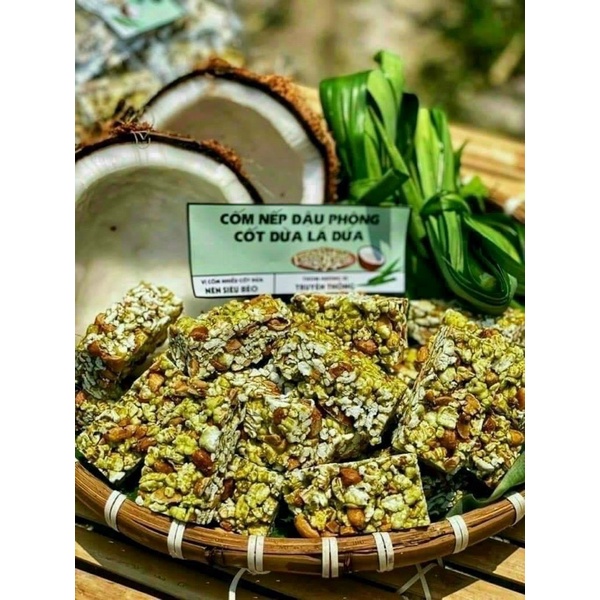 Cốm nếp đậu phộng lá dứa cốt dừa - 500g