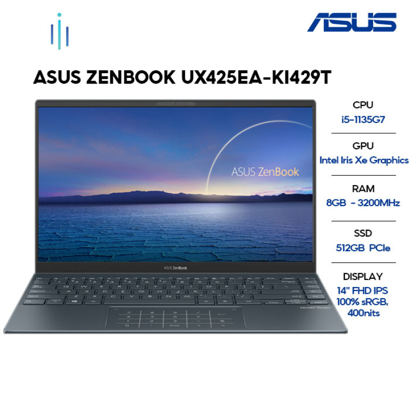 Laptop ASUS ZenBook UX425EA-KI429T i5-1135G7 | 8GB | 512GB | Intel Iris Xe Graphics | 14 FHD | Win 10