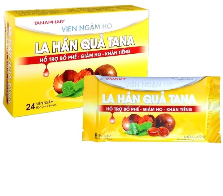 Viên ngậm ho la hán quả Tana (kẹo ngậm ho tân á hộp 24 viên)