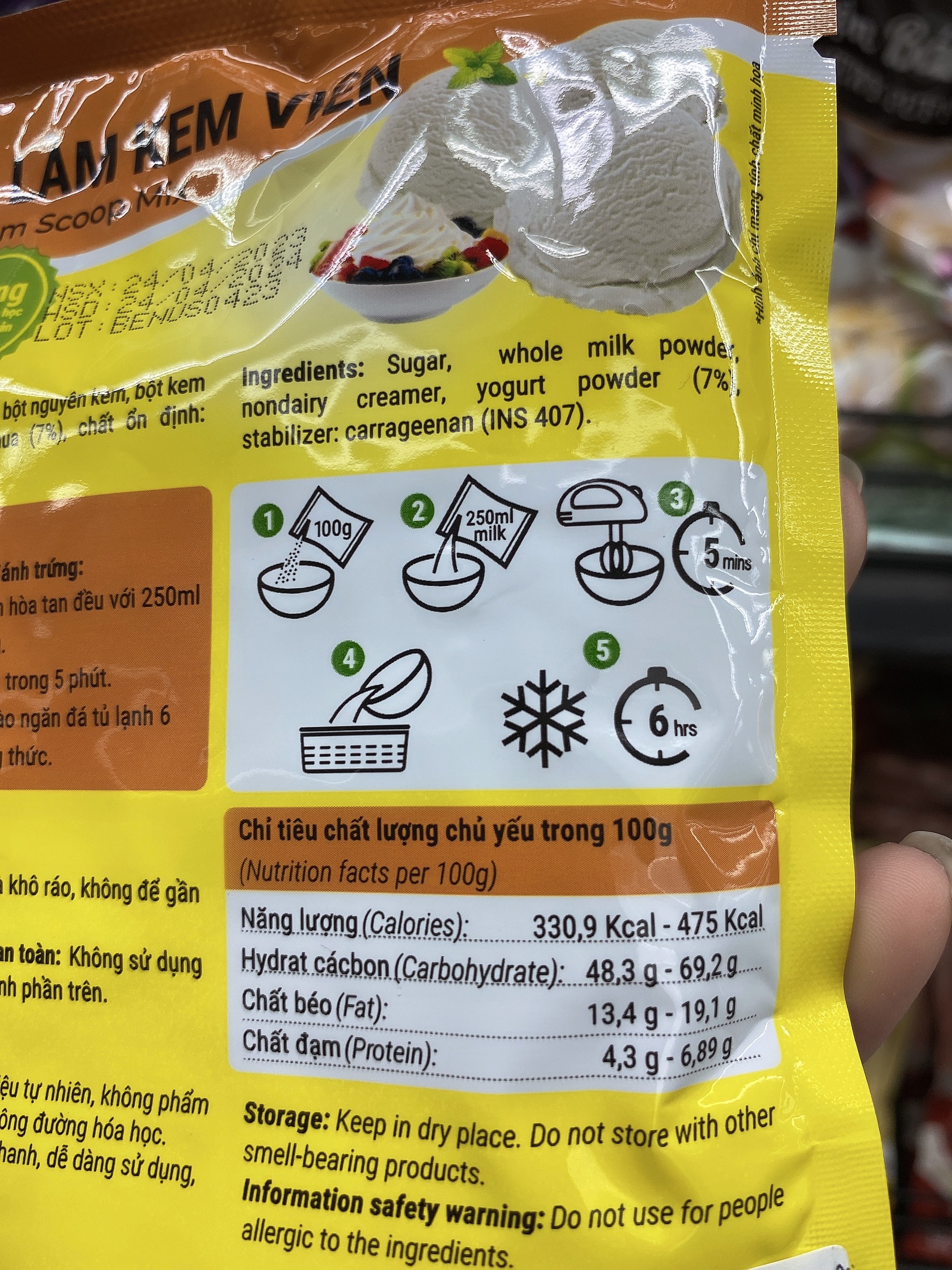 Bột Làm Kem Viên Vị Sữa Chua