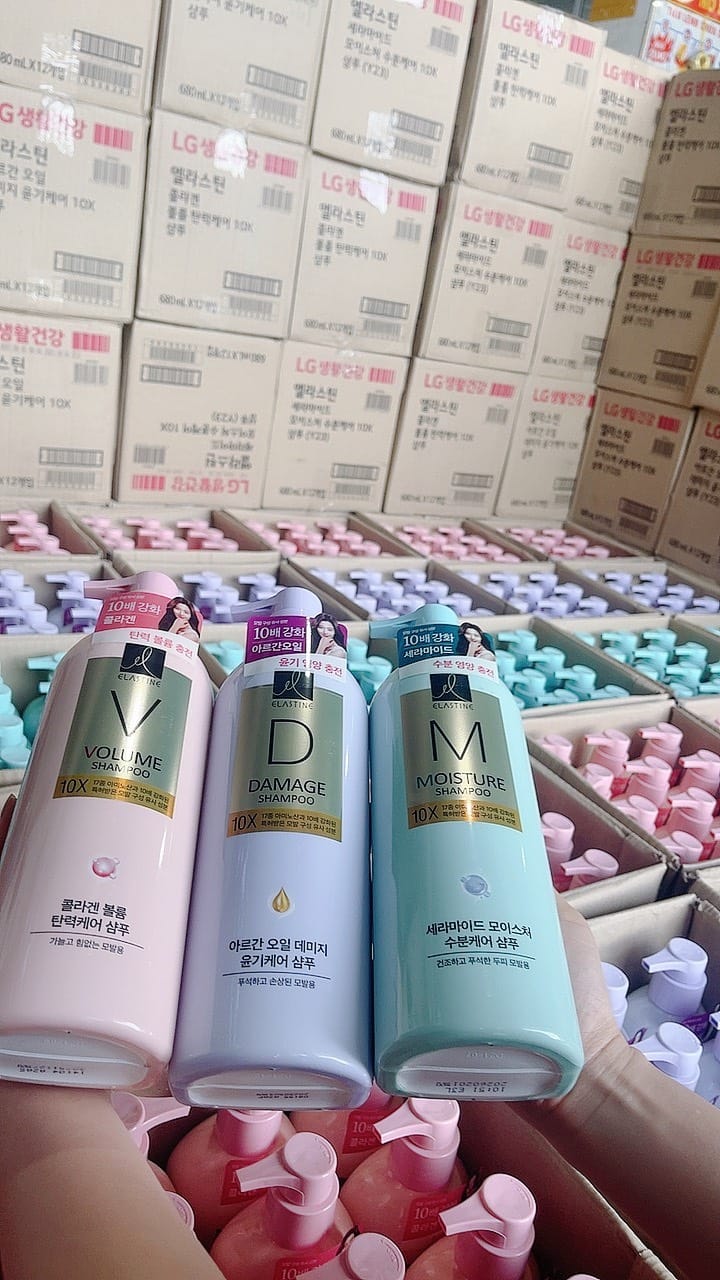 DẦU GỘI, DẦU XẢ ELASTIN (XANH- TÍM- HỒNG) 680ML- WANGJI