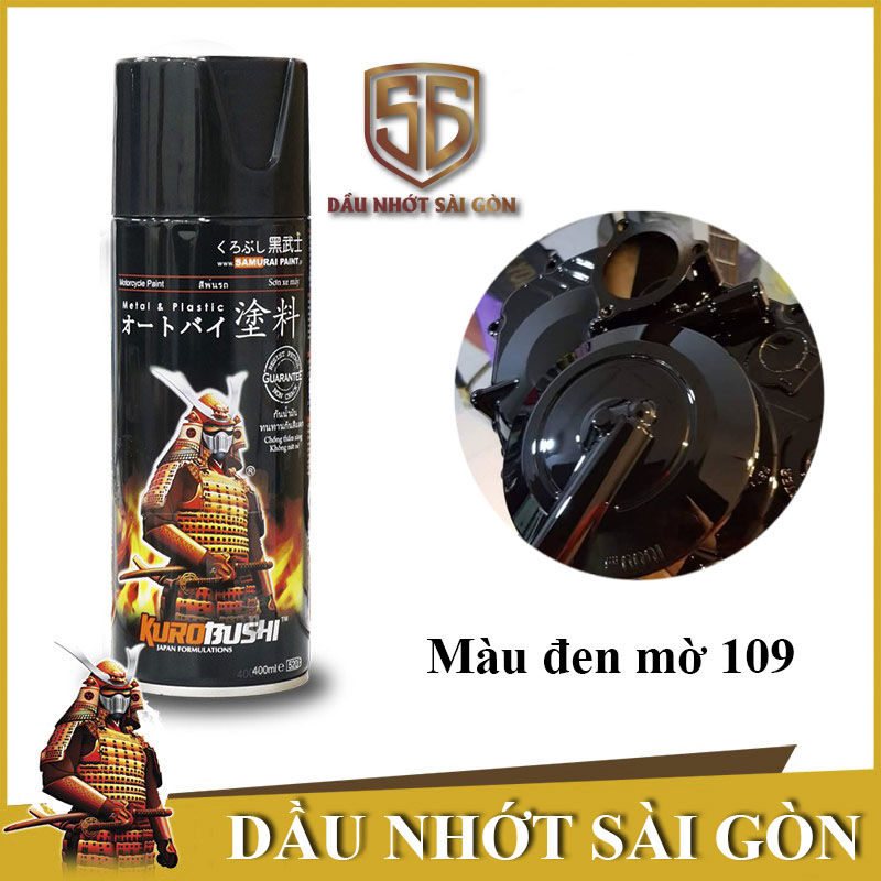 Samurai 109 _ Chai sơn xịt sơn xe máy màu đen bóng _ Black