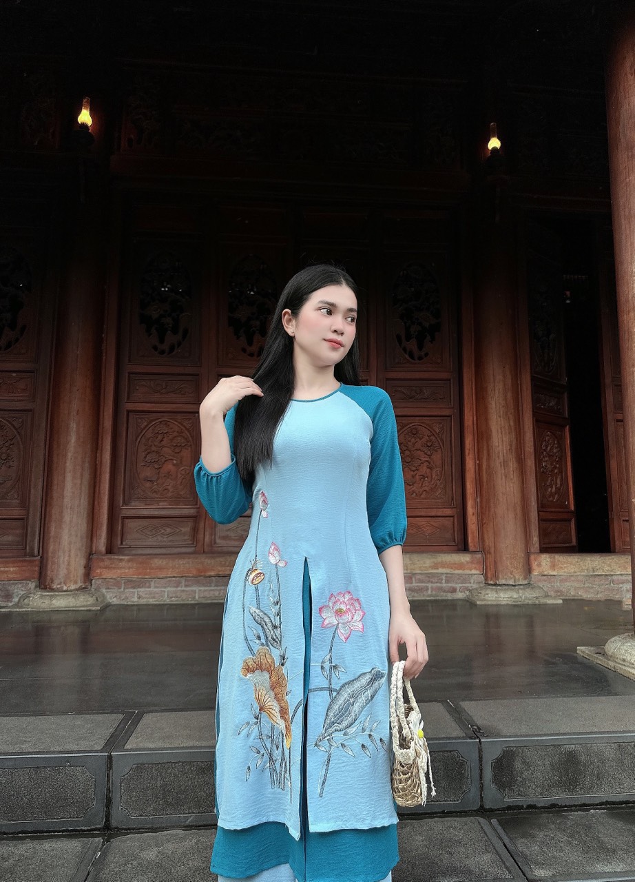 đồ lam đi chùa _ Mẫu áo dài 8 tà ( hàng cao cấp )