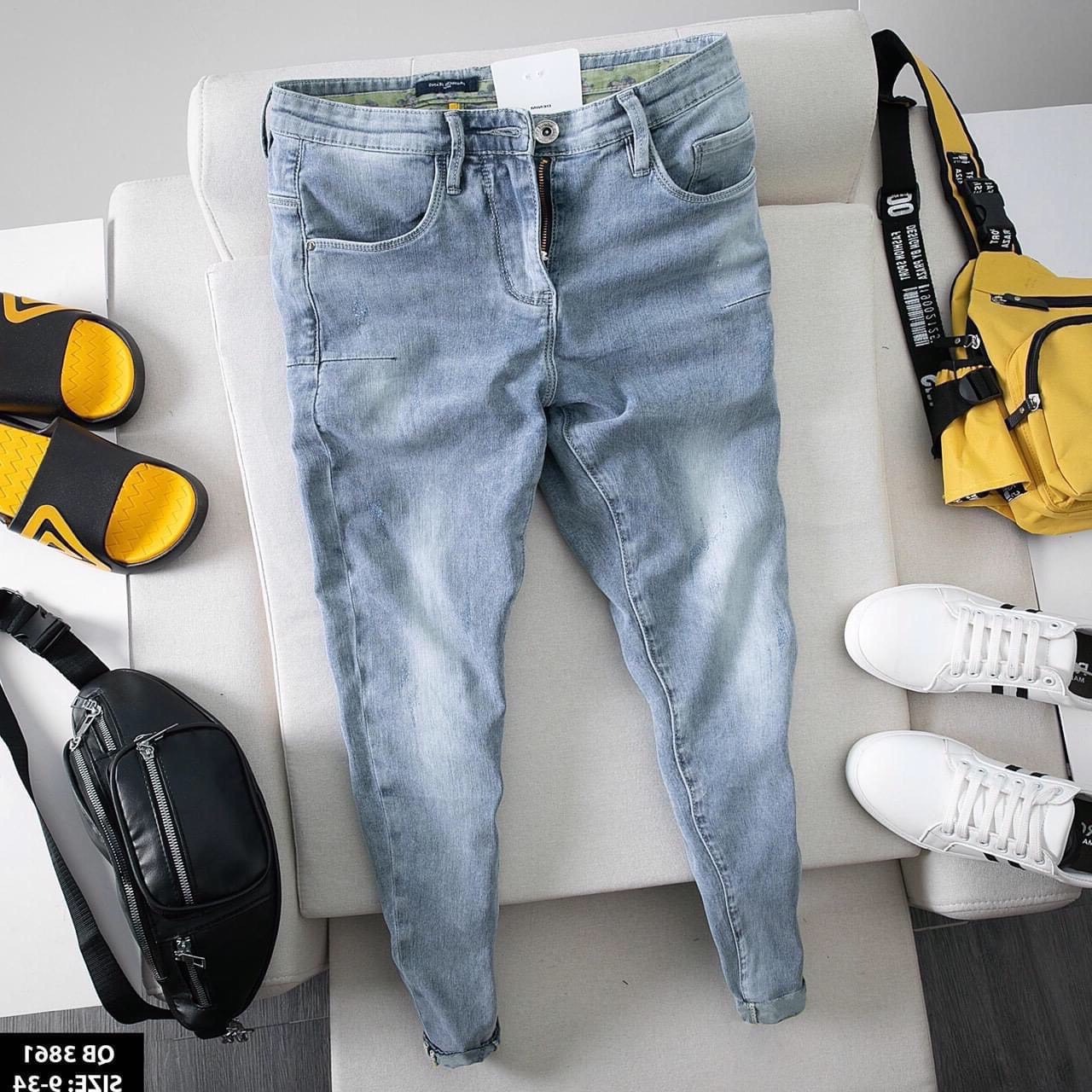 [HCM][ HÌNH THẬT ] QUẦN JEAN NAM MÀU XANH TRƠN  CHẤT BÒ CO GIÃN PHONG CÁCH TRỜI TRANG HÀN QUỐC THỎ TÂY SHOP94 QJN07
