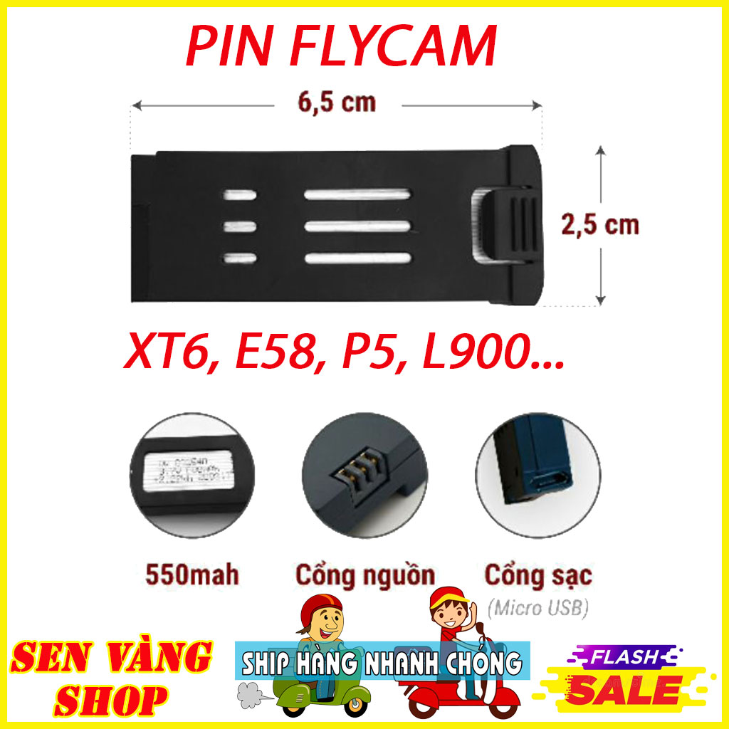 Pin 1800mah cho máy bay FlyCam E58, E88, P5, L900