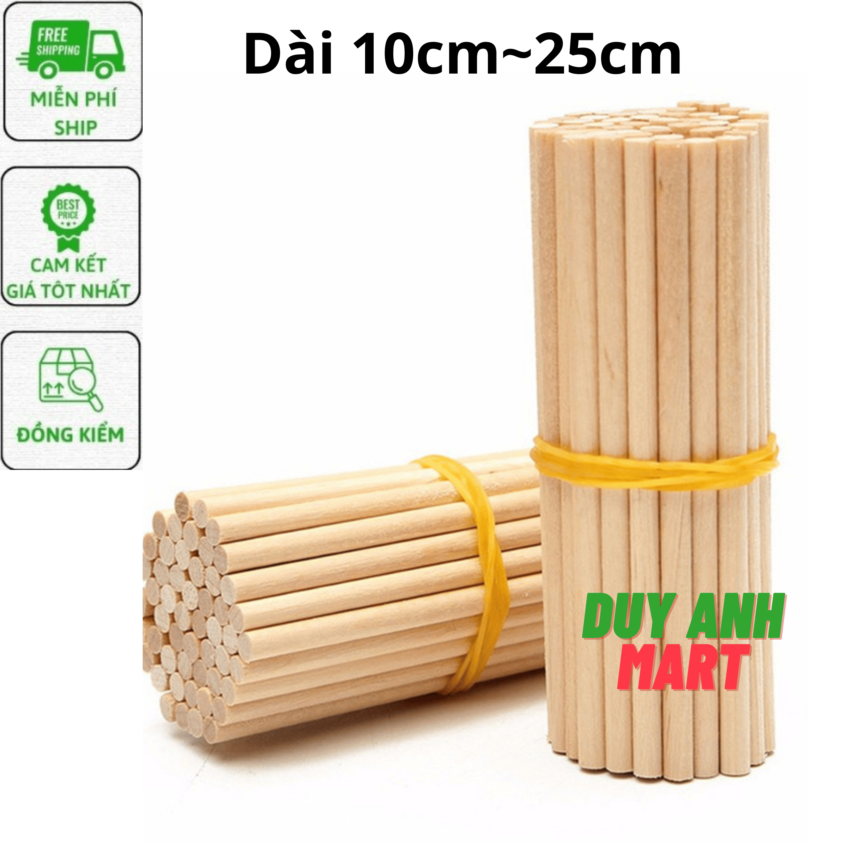 Que kem gỗ tròn [50 que ~ 200 que] que đè lưỡi làm đồ handmade, thủ công, que tính, đồ chơi