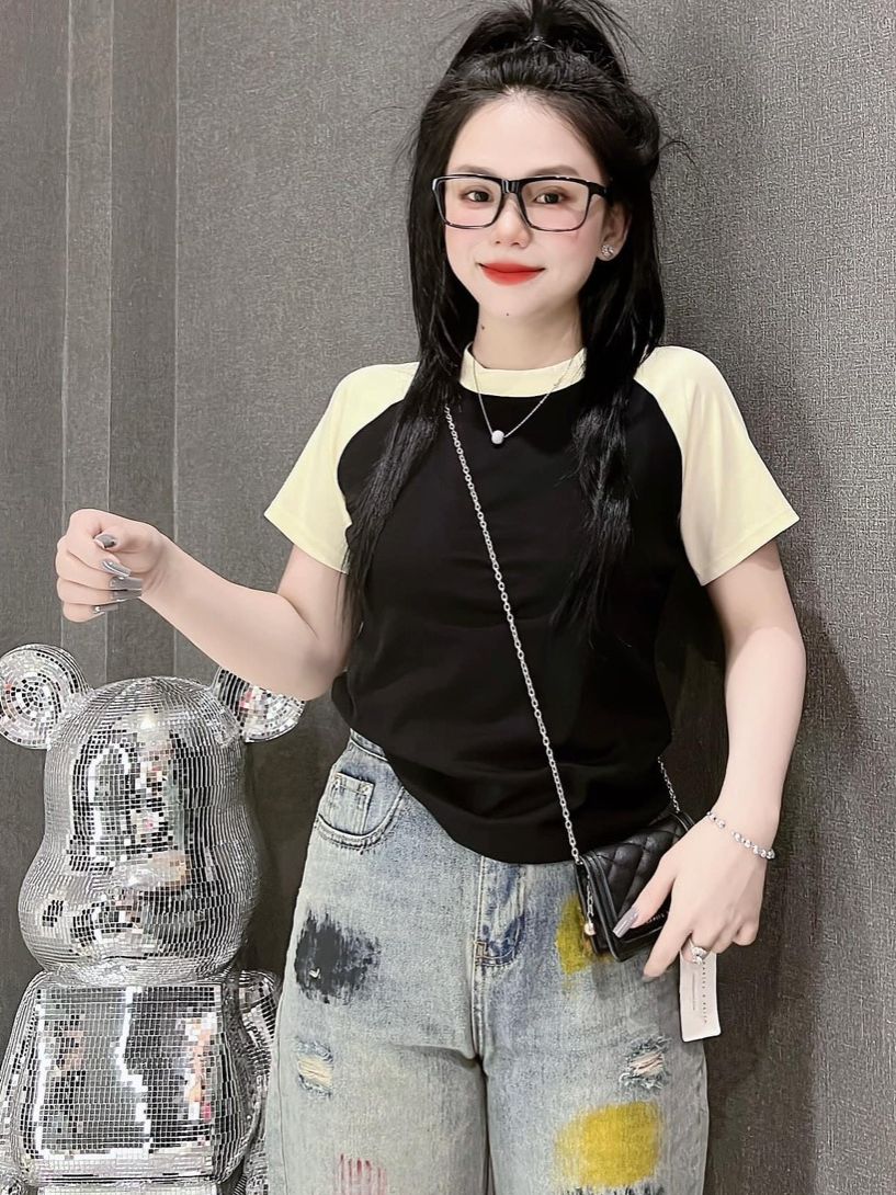 Áo thun dáng ôm nữ Tay Lỡ RAGLAN Trơn ( RAGLAN A.H )