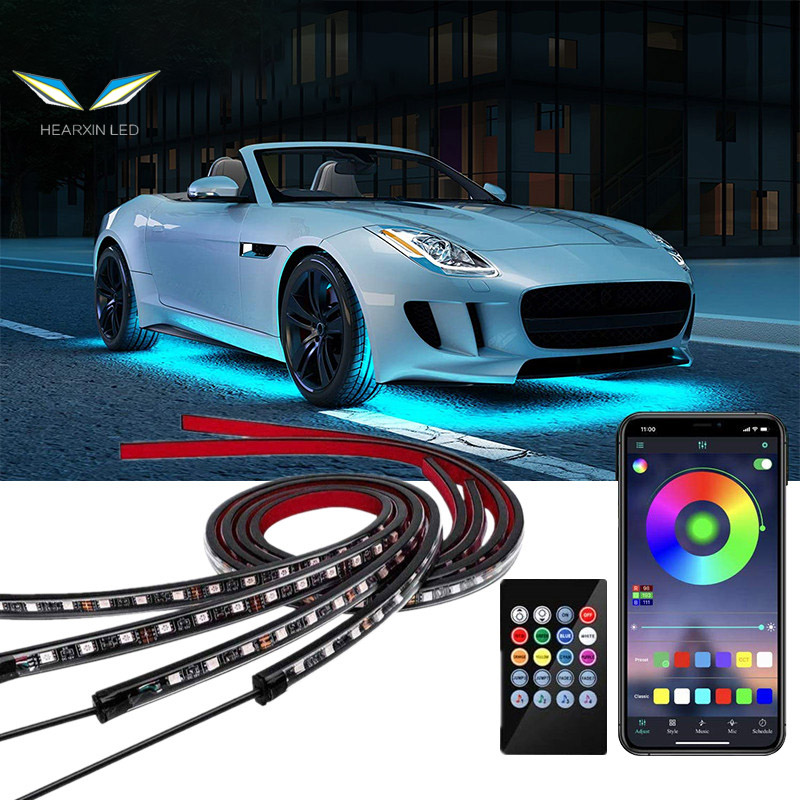 Đèn chiếu sáng dưới ánh sáng xe hơi dải đèn led dưới thân đèn led neon ô tô điều khiển từ xaứng dụng đèn tạo không khí trang trí rgb