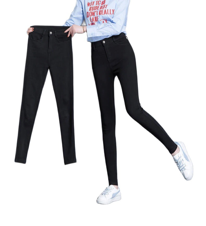 QUẦN JEAN NỮ QUẦN LEGGING NỮ LƯNG CAO MÀU ĐEN VẢI DENIM CO GIÃN DONG PHUONG FASHION