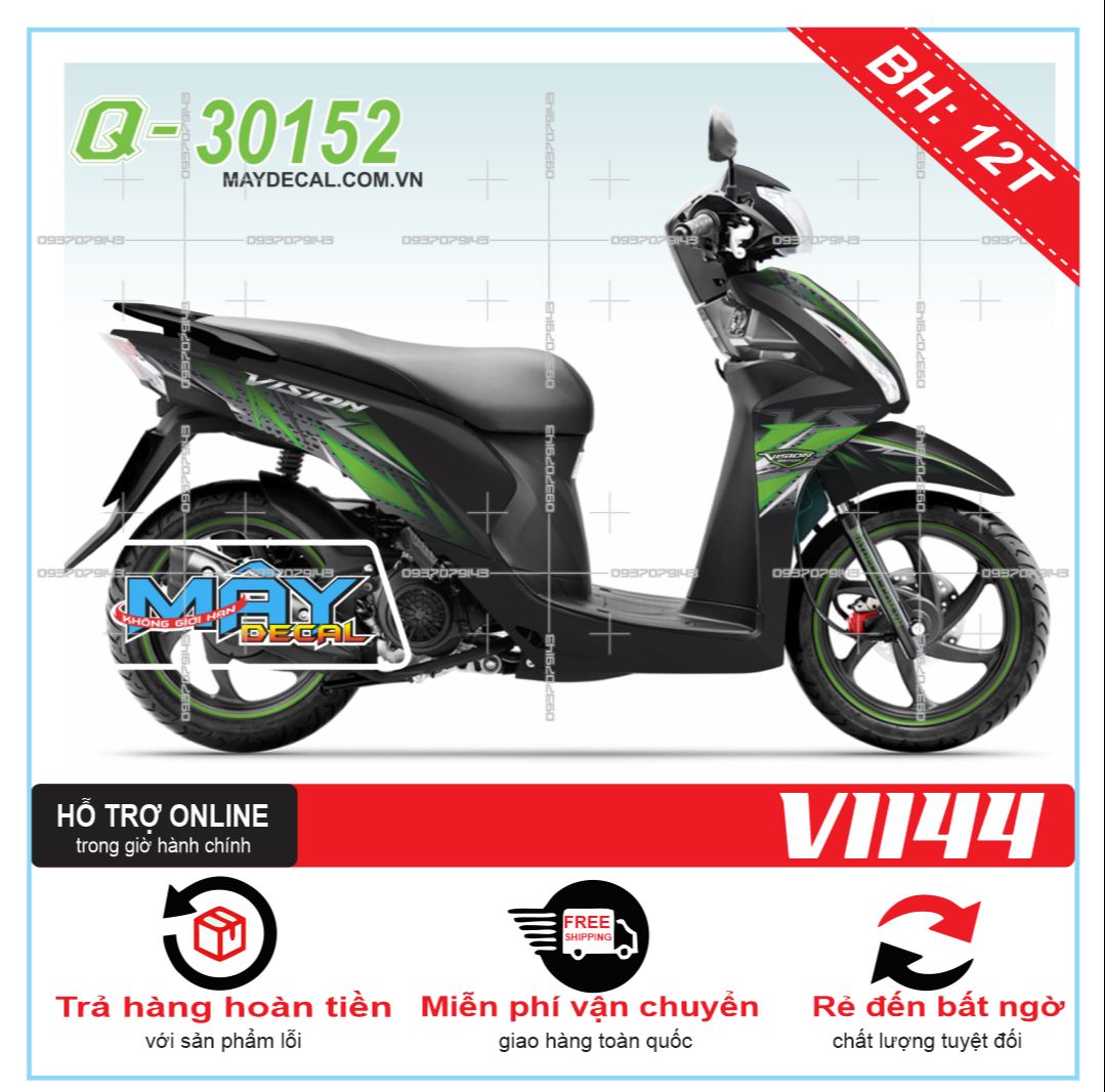 FREESHIP-- TEM RỜI XE VISION 2014 2016 DÁN XE ĐEN NHÁM