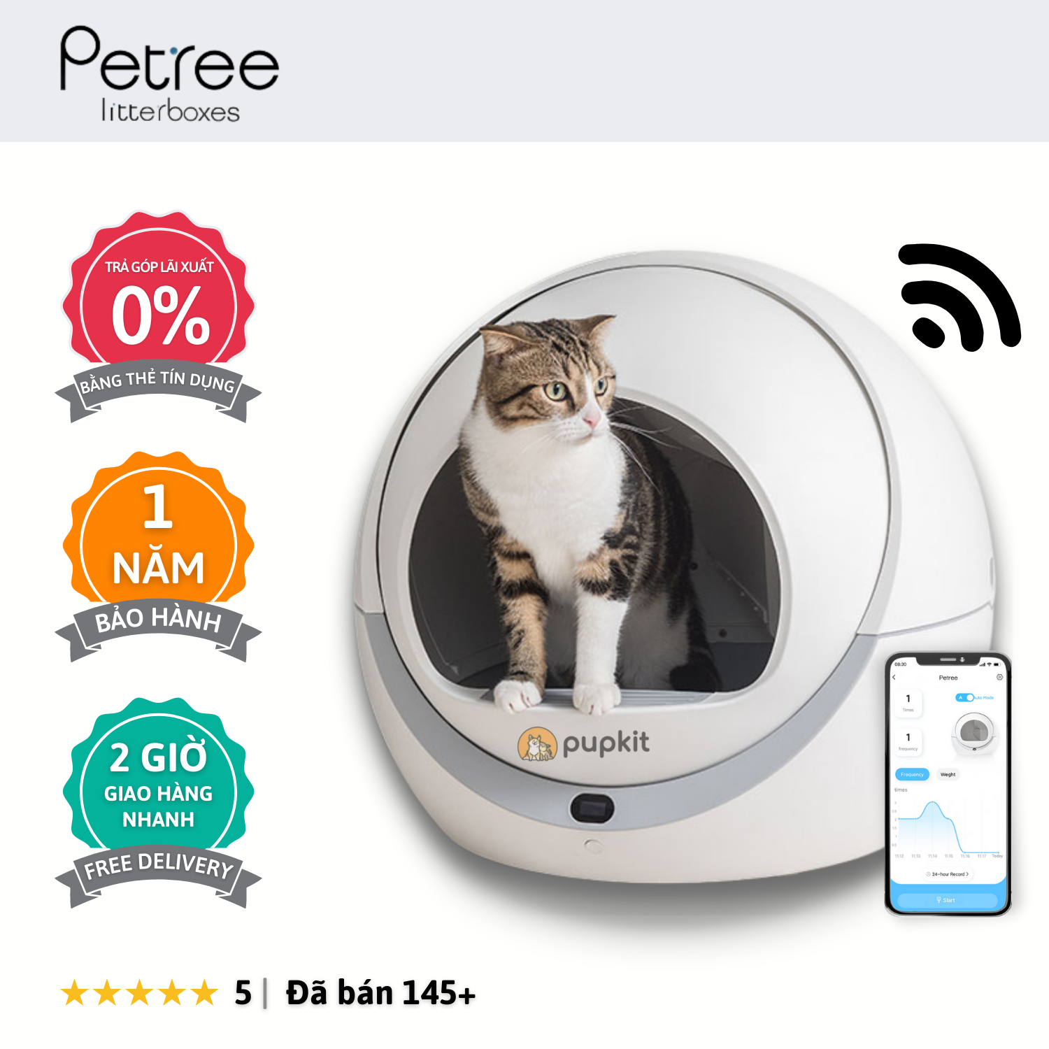 MÁY DỌN PHÂN MÈO TỰ ĐỘNG CHO MÈO PETREE WIFI 1 [CHÍNH HÃNG]