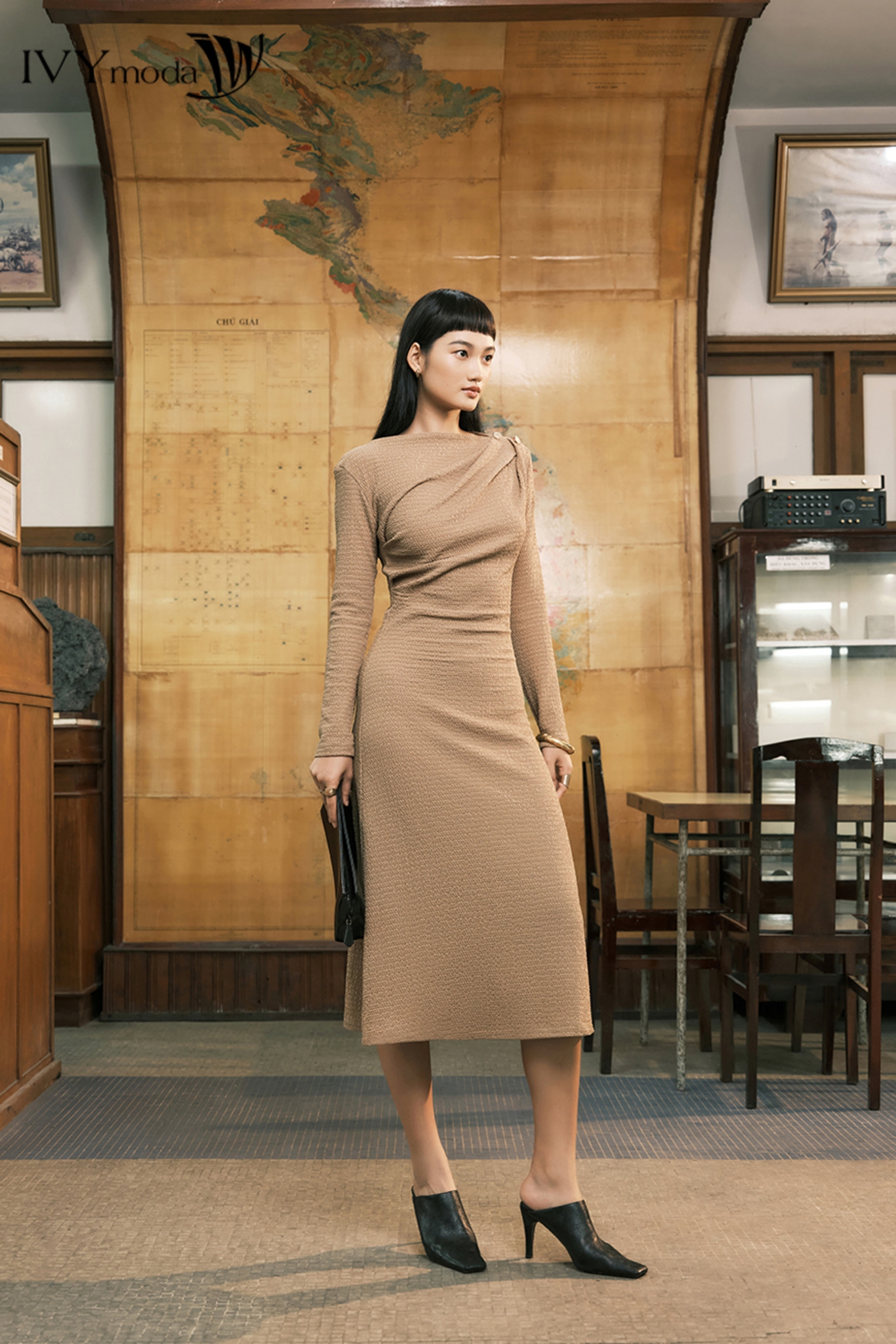 Đầm thun nhúm vai IVY moda MS 42M7984