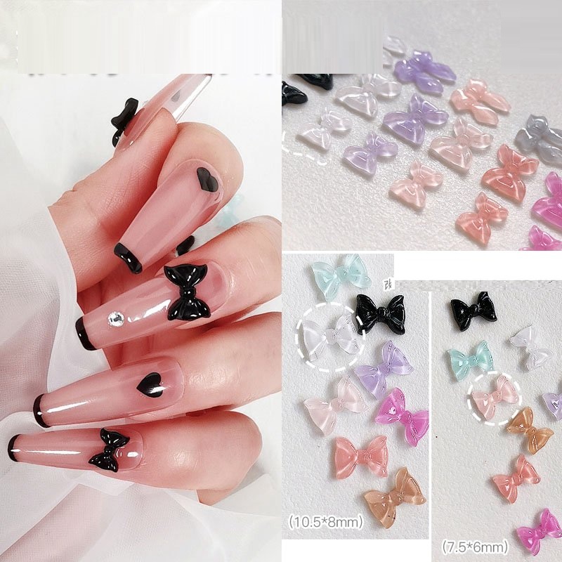 Set 10 nơ thạch đủ màu pha lê trang trí móng - st209