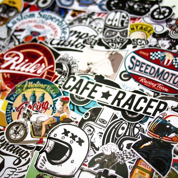 [HCM]Set 100 Sticker hình dán - Cafe Racer