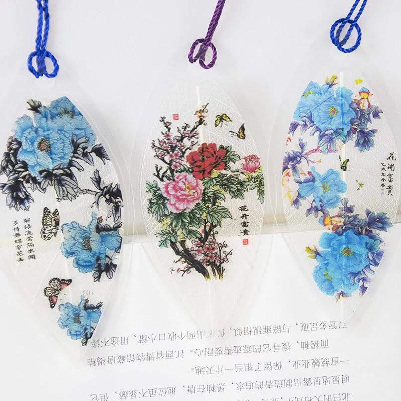 Ngân lá bookmark chặn sách cổ trang