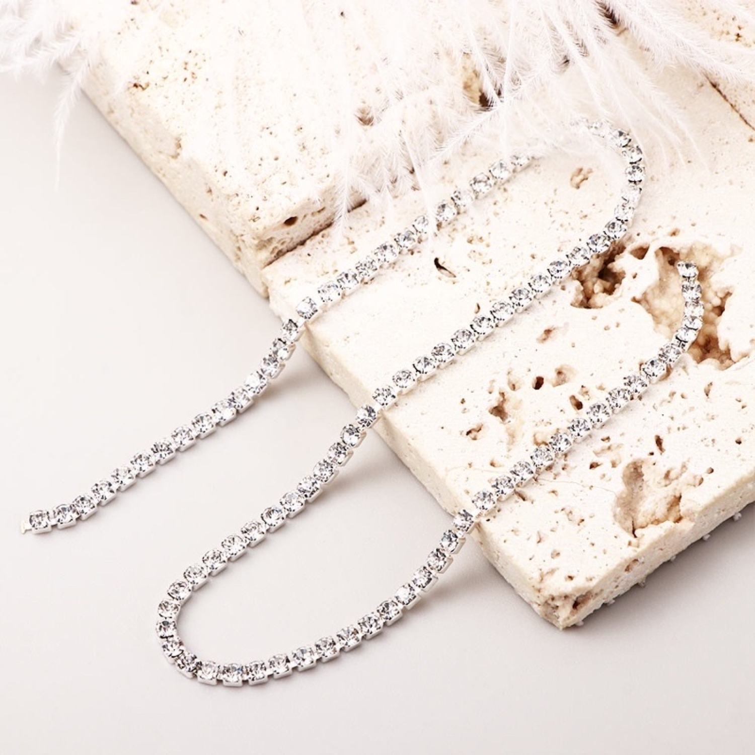 Dây xích đá trang trí móng nail màu bạc