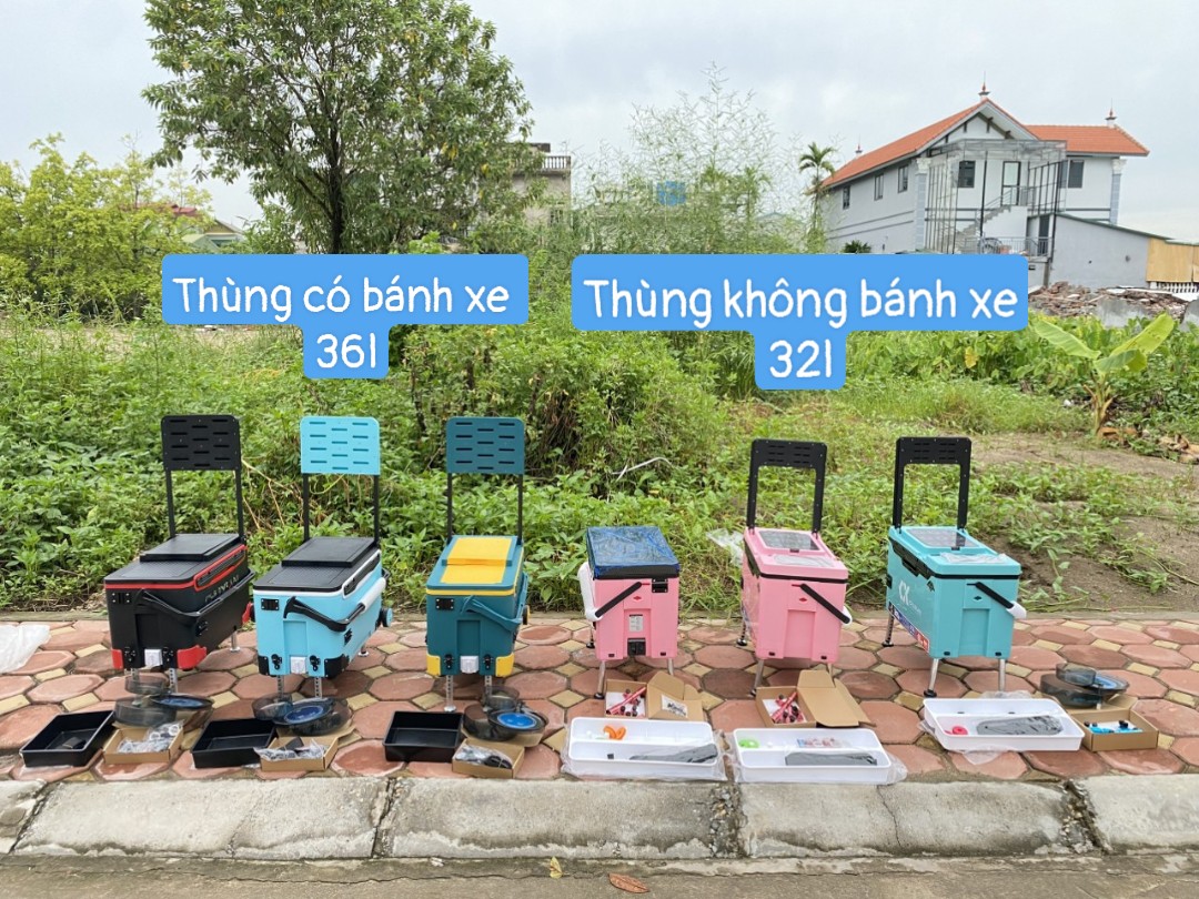 Thùng câu đài chuxian 32l, 36l phiên bản cao cấp 2023, 2022 bản có tựa, không tựa hồng, xanh, đen chính hãng - thùng câu cá - đồ câu đức lâm