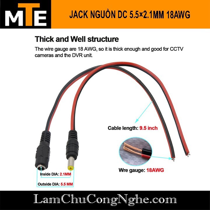 Dây Nguồn DC 5.5*2.1mm