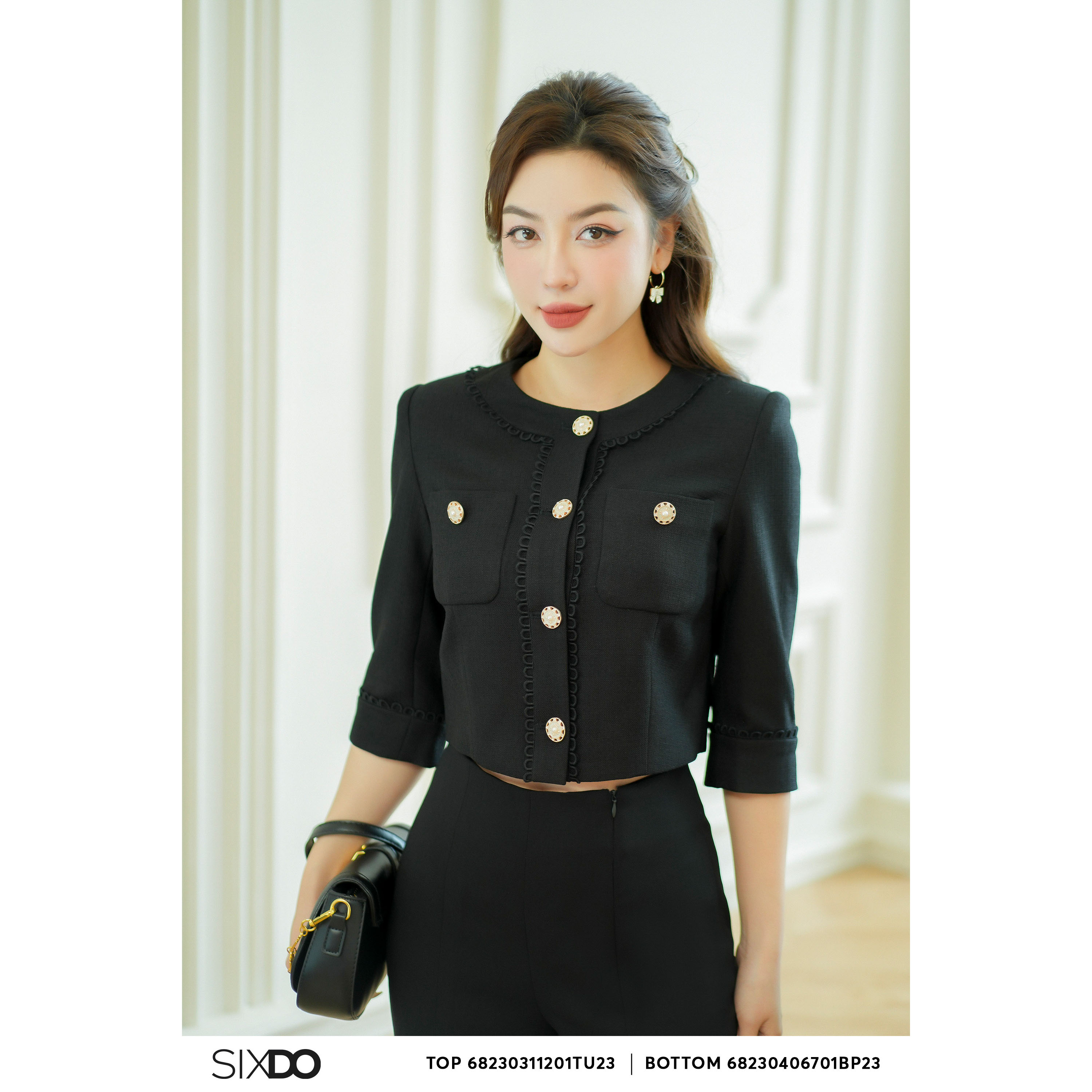 Quần đen nữ xẻ ống SIXDO (Black Front slit pants)
