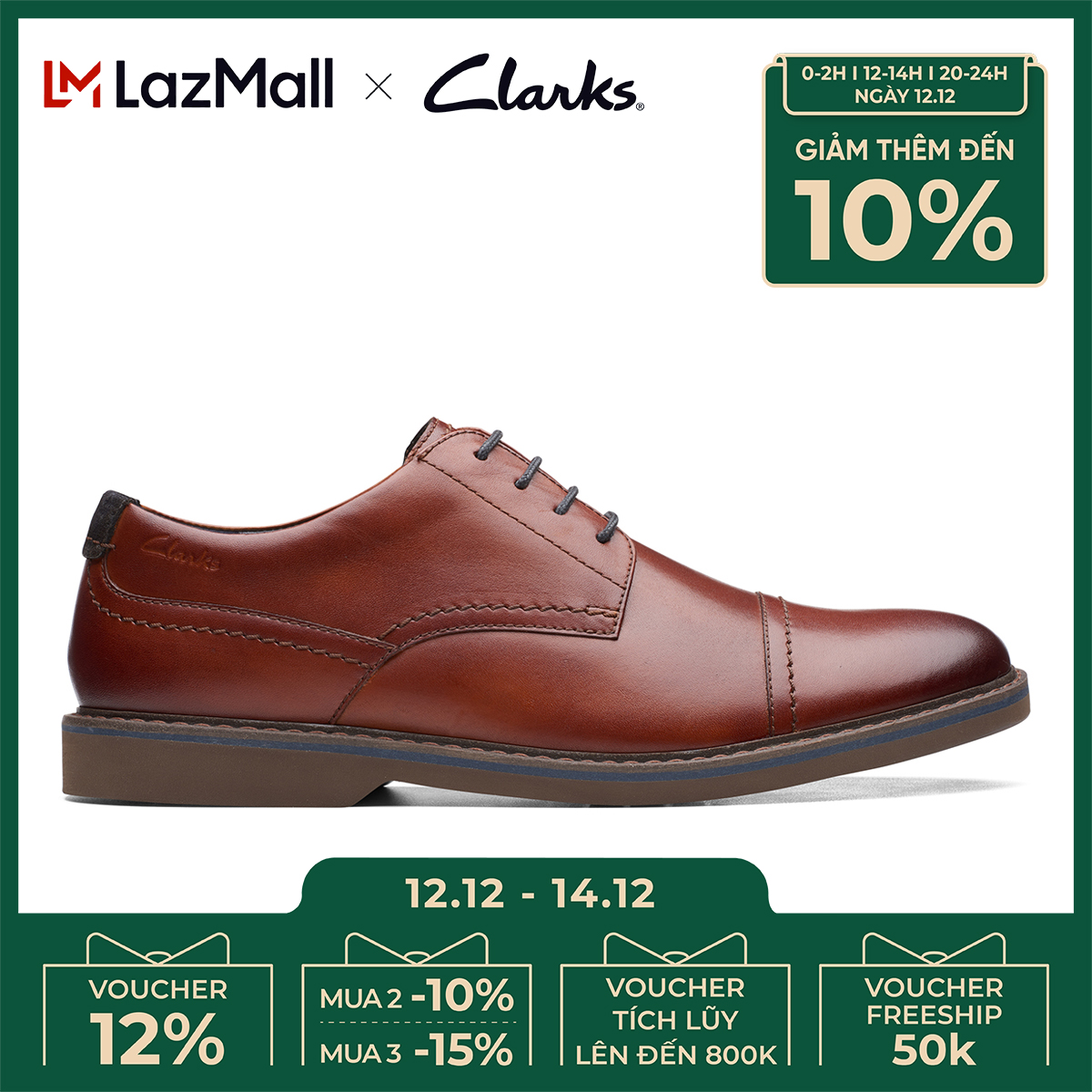 Giày Tây Da Nam Clarks - Atticus LT Cap