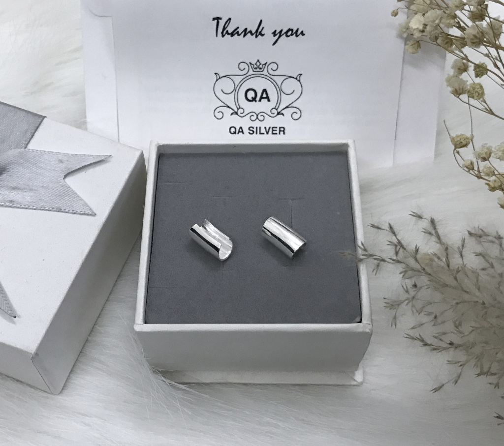 Khuyên tai bạc 925 kẹp vành bản to dày bông nam nữ unisex S925 EARCUFF QA SILVER Earrings EA211102