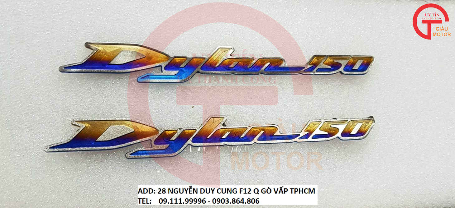CẶP TEM TITAN CHỮ DYLAN DÁN XE HONDA DYLAN