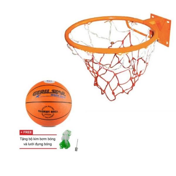 Combo bộ sản phẩm Vành bóng rổ 40cm + quả bóng rổ số 6 (Cam) Thể thao 360