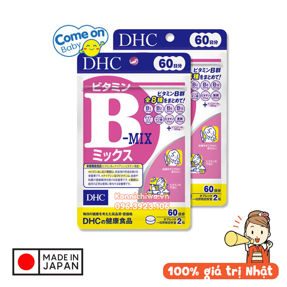 Viên uống vitamin B tổng hợp gói 120 viên - 60 ngày DHC bổ sung vitamin B1, B3, B5, B6 và B12
