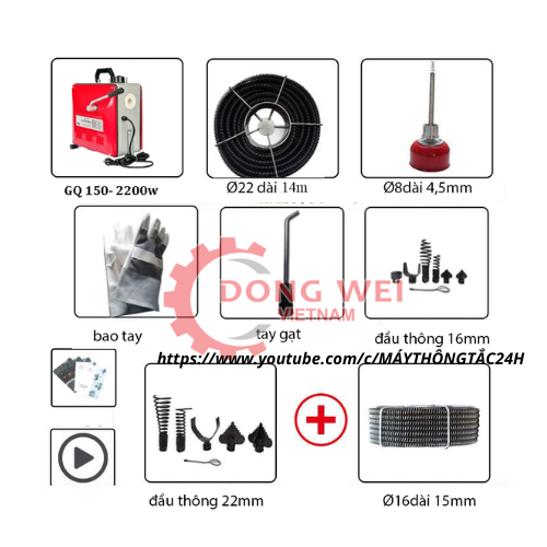 MÁY THÔNG CỐNG LÒ XO GQ150-2200W