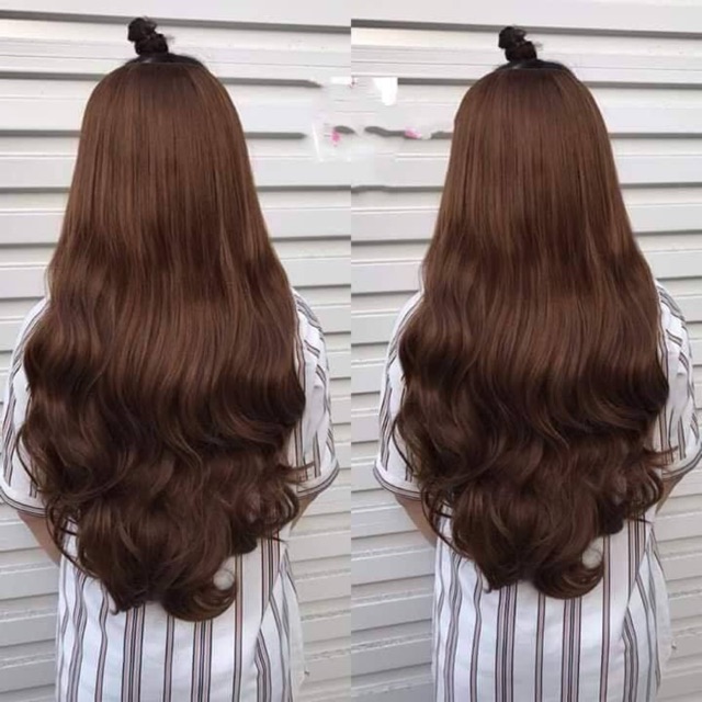 Tóc Giả Kẹp U Xoăn Lơi Nhẹ Nhàng 250-300G Lưới Hoa