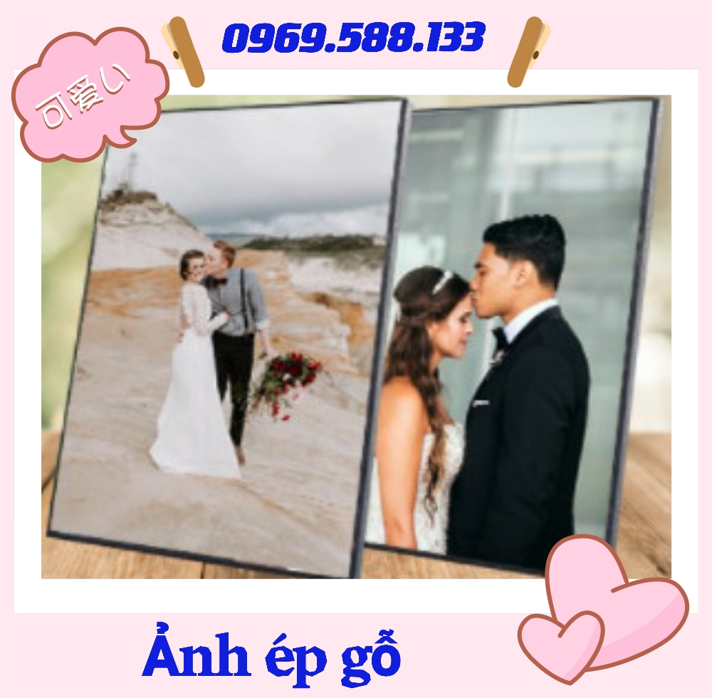 Ảnh ép gỗ kích thước 25x38cm tặng kèm móc treo tường.