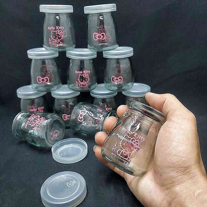 Hũ Thủy Tinh Đựng Sữa Chua 100ML (combo 12 cái) trụ tròn in logo - nắp nhựa – Hủ Yaourt Thủy Tinh - Lọ Đựng Sữa Chua - Hũ Thủy Tinh 100ML