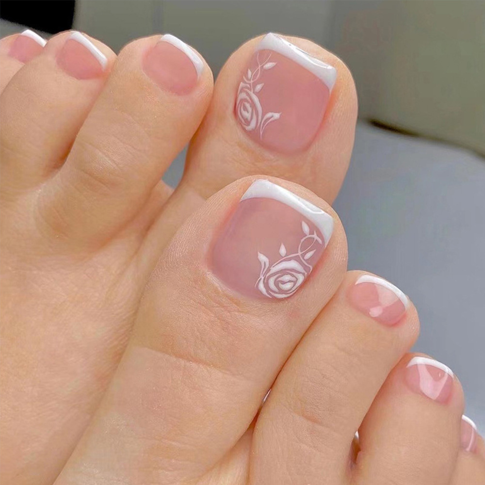 [TẶNG KEO DÁN]【bàn chân】Móng Chân Giả Bộ 24 Móng Tay Giả Móng Giả Móng Giả Dài